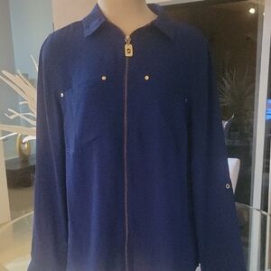 Michael Kors Cream and Blue Blouse